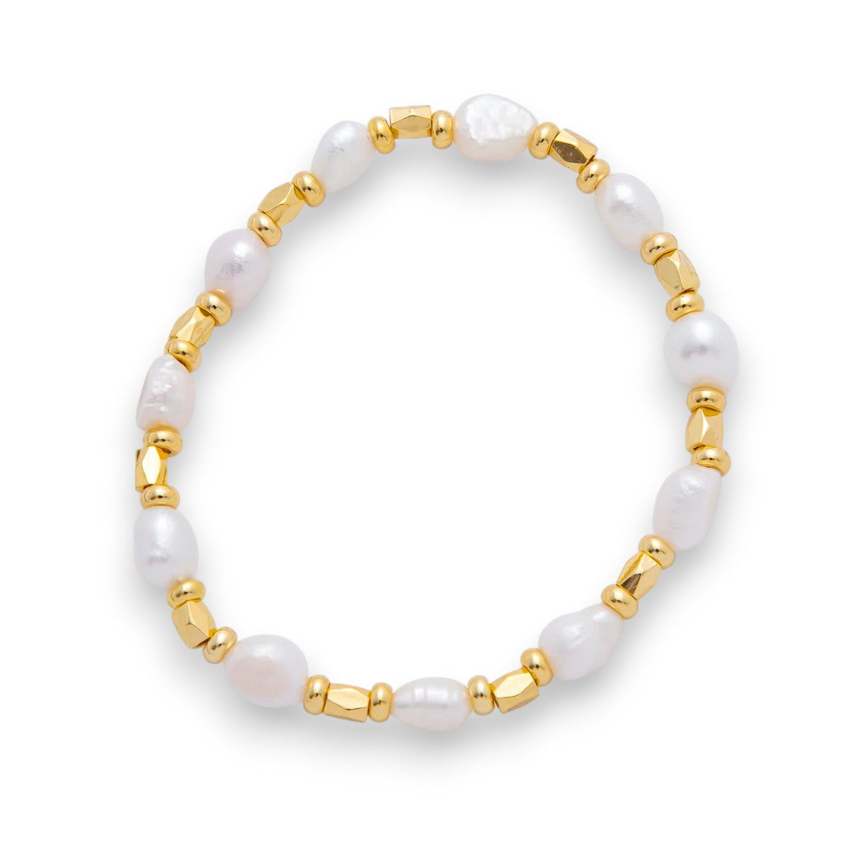 Freshwater Pearl Stretch Textured Bead Bracelet