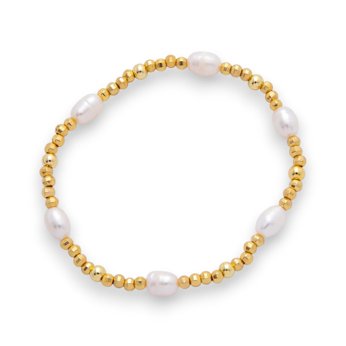 Freshwater Pearl Stretch Textured Bead Bracelet