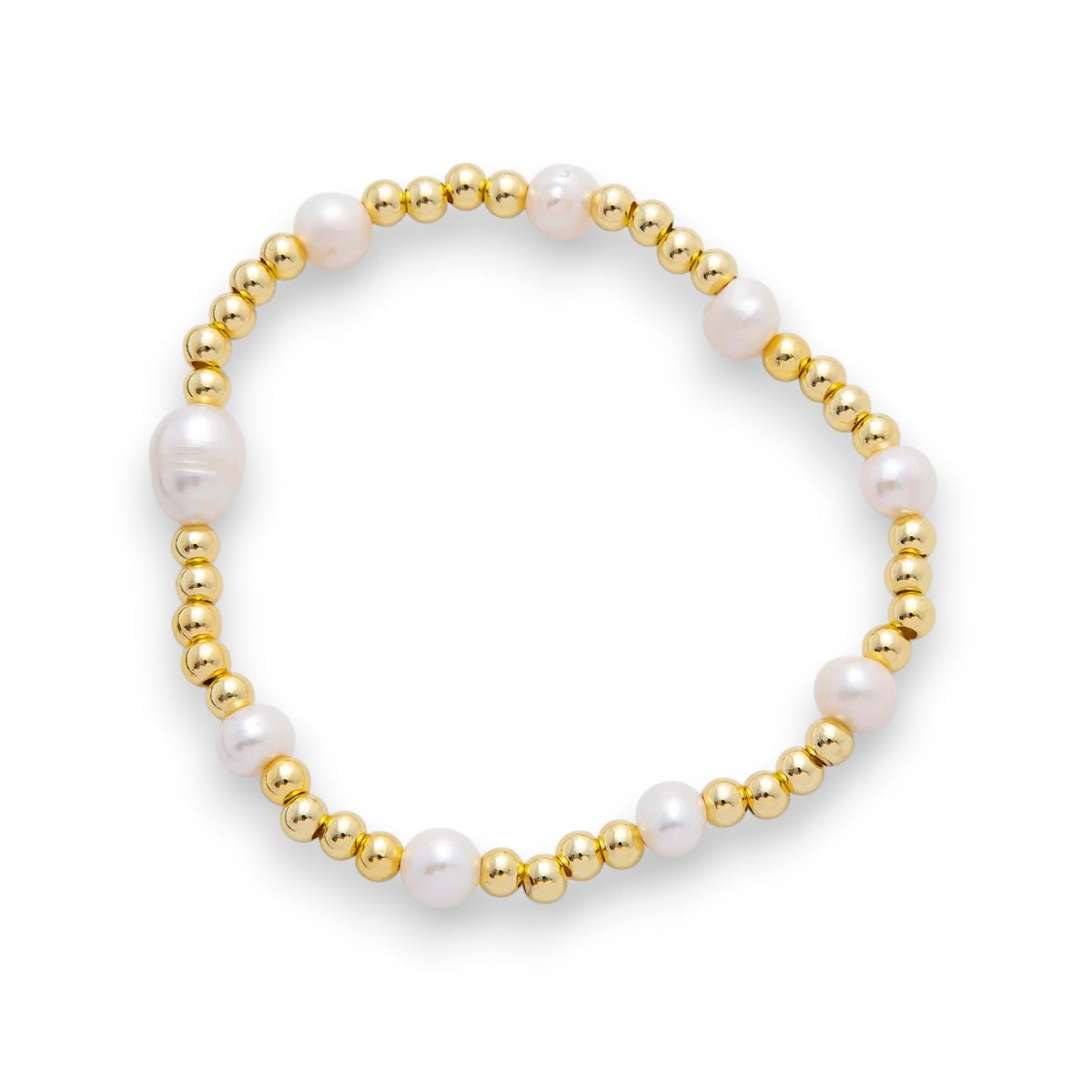 Freshwater Pearl Stretch Textured Bead Bracelet