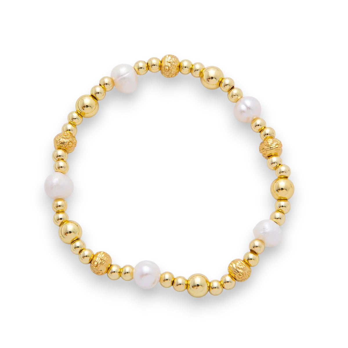 Freshwater Pearl Stretch Textured Bead Bracelet