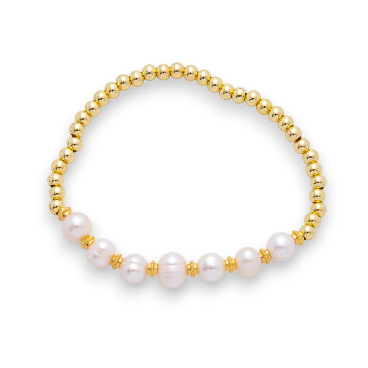 Freshwater Pearl Stretch Textured Bead Bracelet