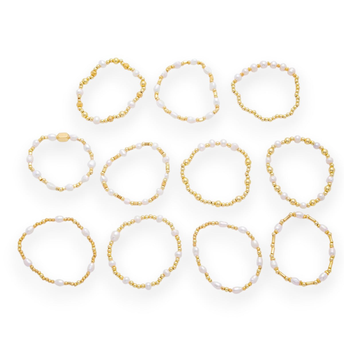 Freshwater Pearl Stretch Textured Bead Bracelet