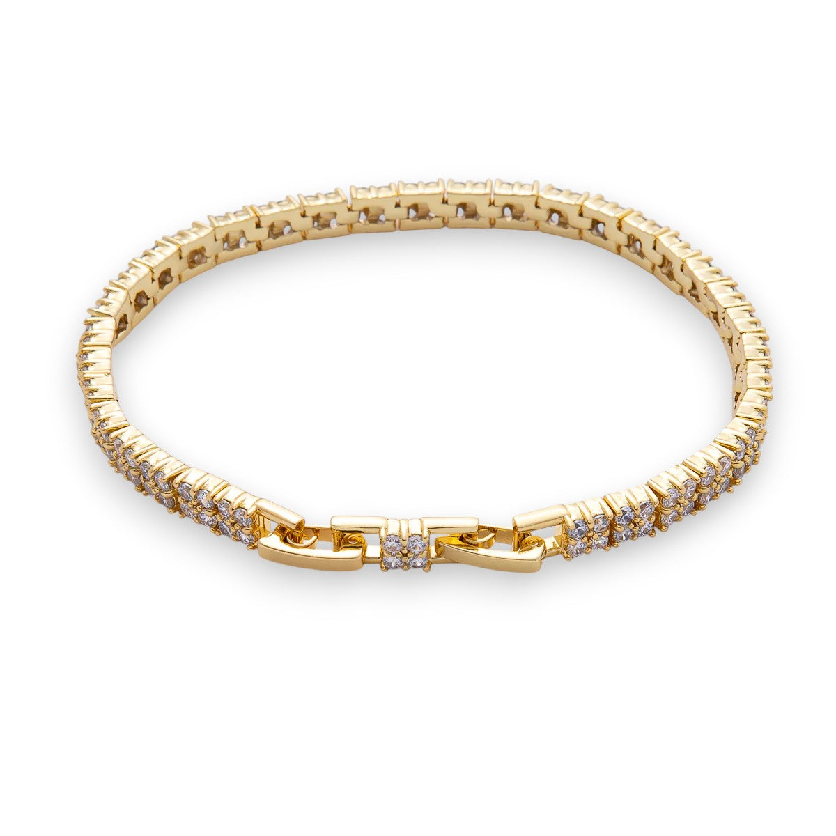 Clear CZ Quatrefoil Tennis Chain Adjustable Bracelet  BR-21WA3882