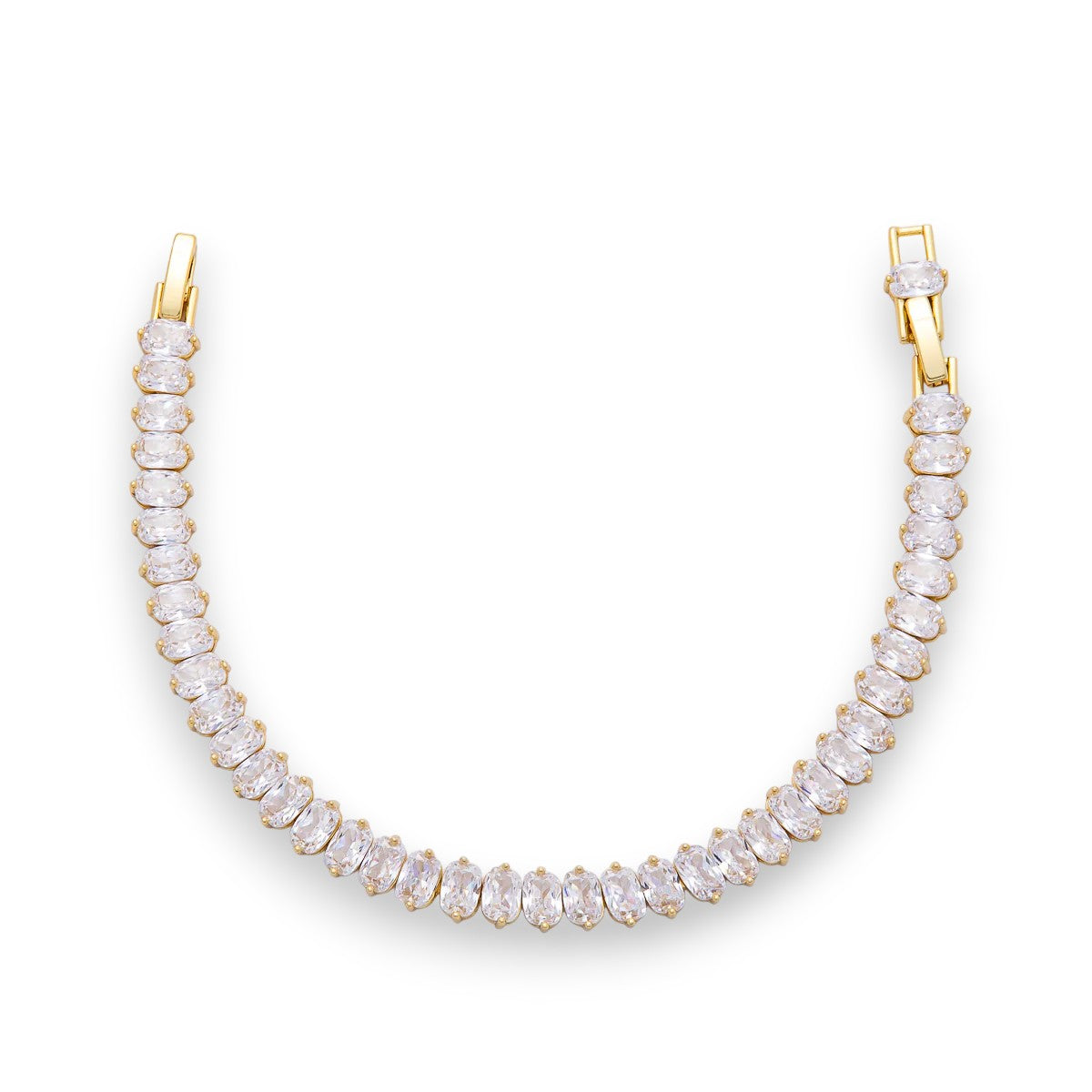 Clear Oval CZ Tennis Chain Adjustable Bracelet BR-21WA3884