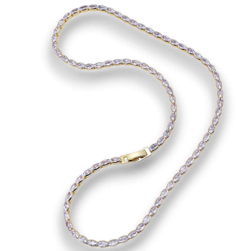 Clear CZ Oval Tennis Chain Necklace NC-21WA3905