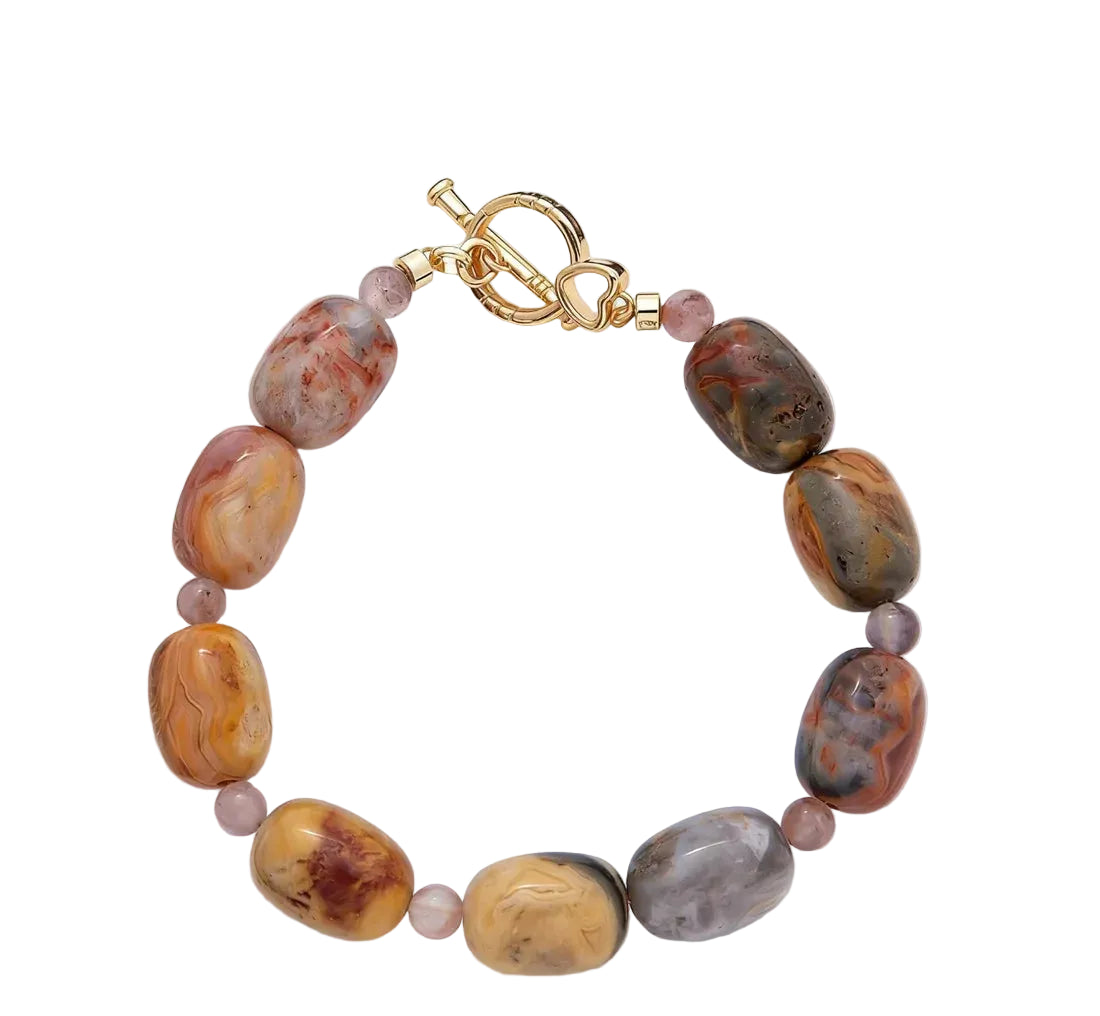 10MM Sunstone Onyx Gemstone Toggle Clasp Bracelet BR-21WA4103
