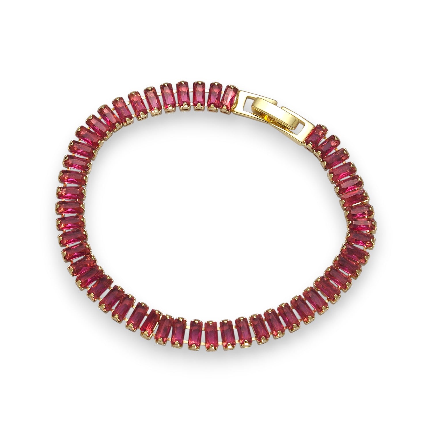 Fushia Baguette Tennis Bracelet