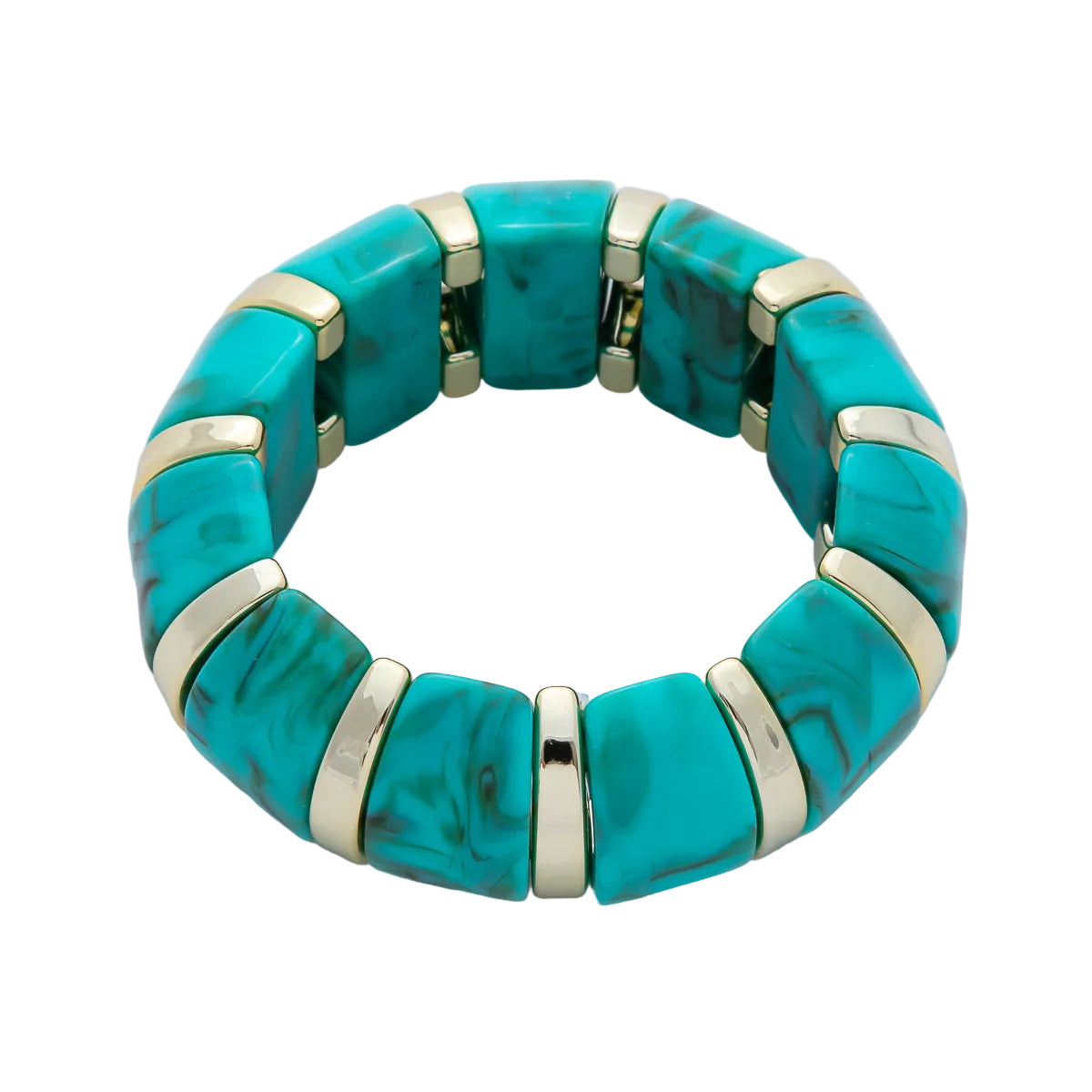 Marble Aqua Stretch Resin Bangle Bracelet  BR-21WA0920