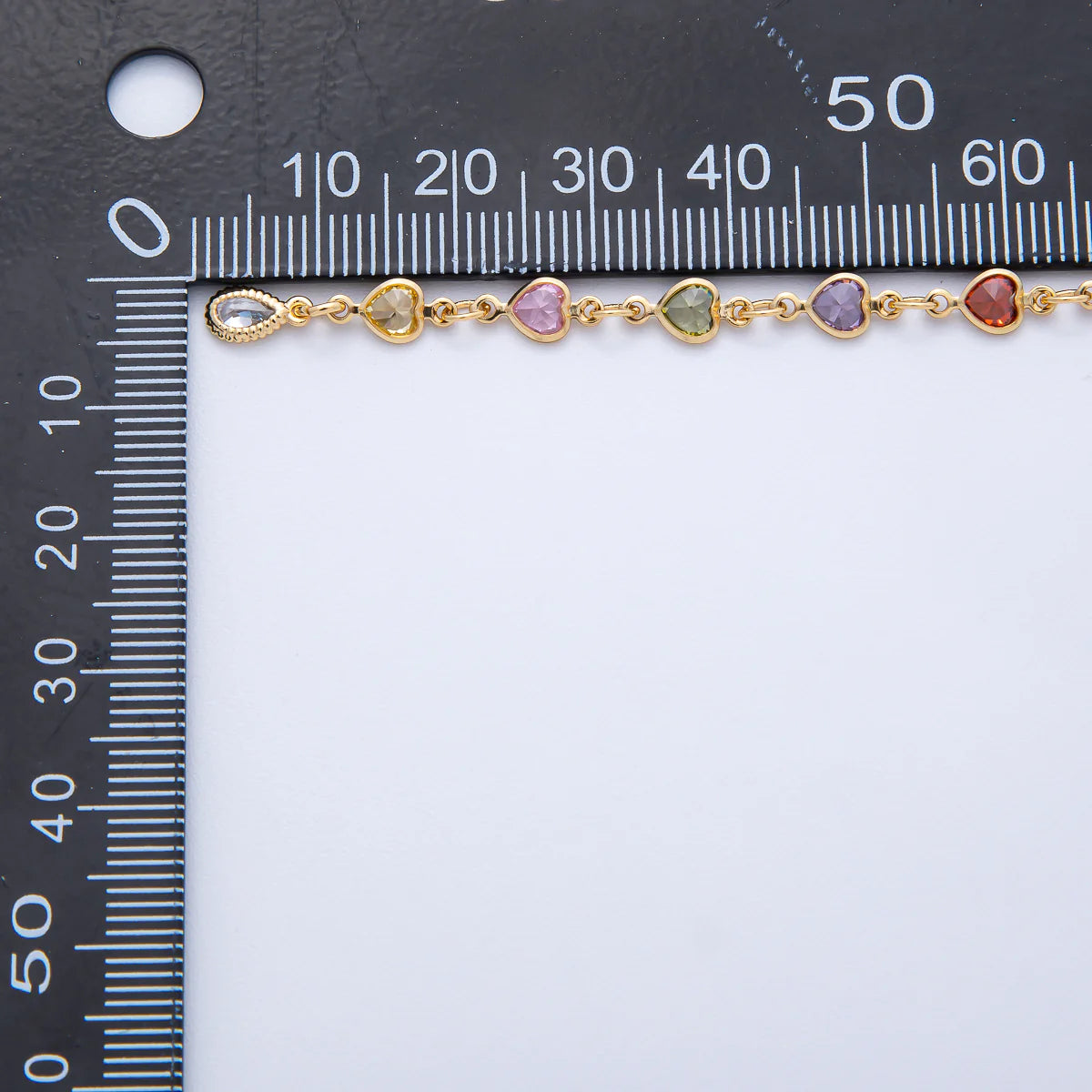 Multicolor CZ Bezel Heart Lariat Chain 18 Inch Necklace NC-21WA3967