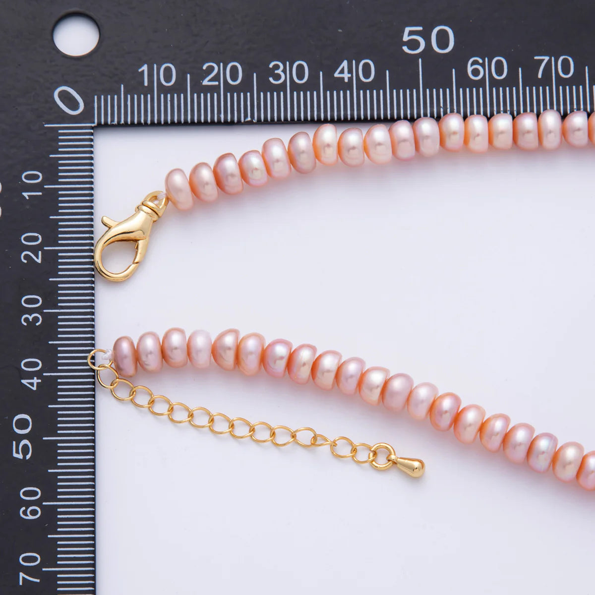 Pink Natural Shell Pearl Rondelle Bead 15.5 Inch Choker Necklace NC-21WA4055