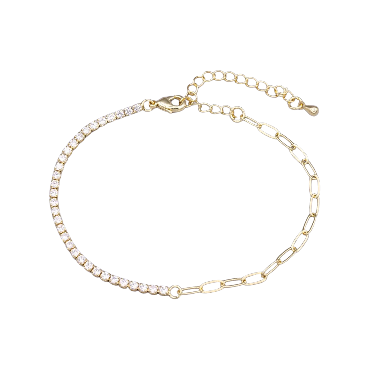 Tennis with Paperclip Half & Half Bracelet