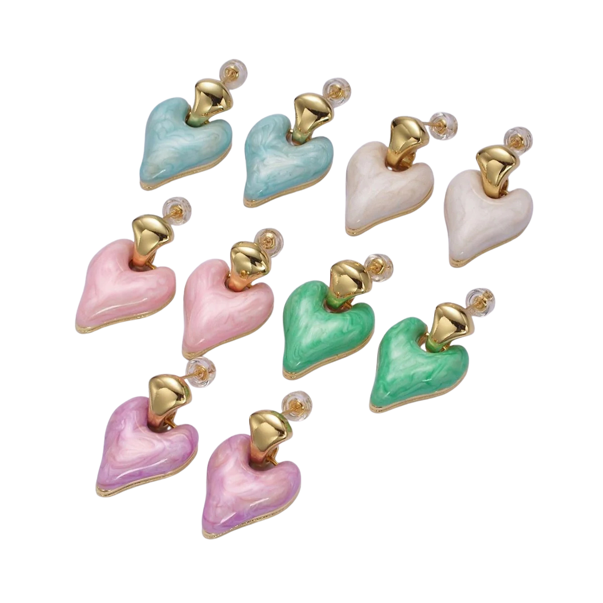 Enamel Heart Drop Stud Earrings EA-21V241 EA-21V245