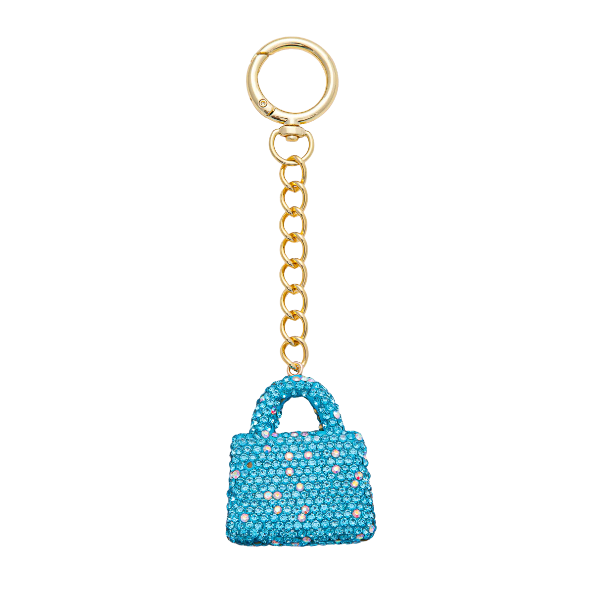 Bedazzled Purse Bag Charm Keychain round gold clip