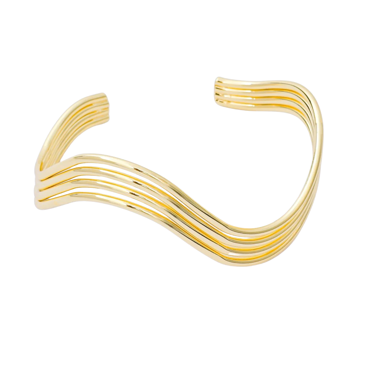 Gold Layered Waves Bangle Cuff