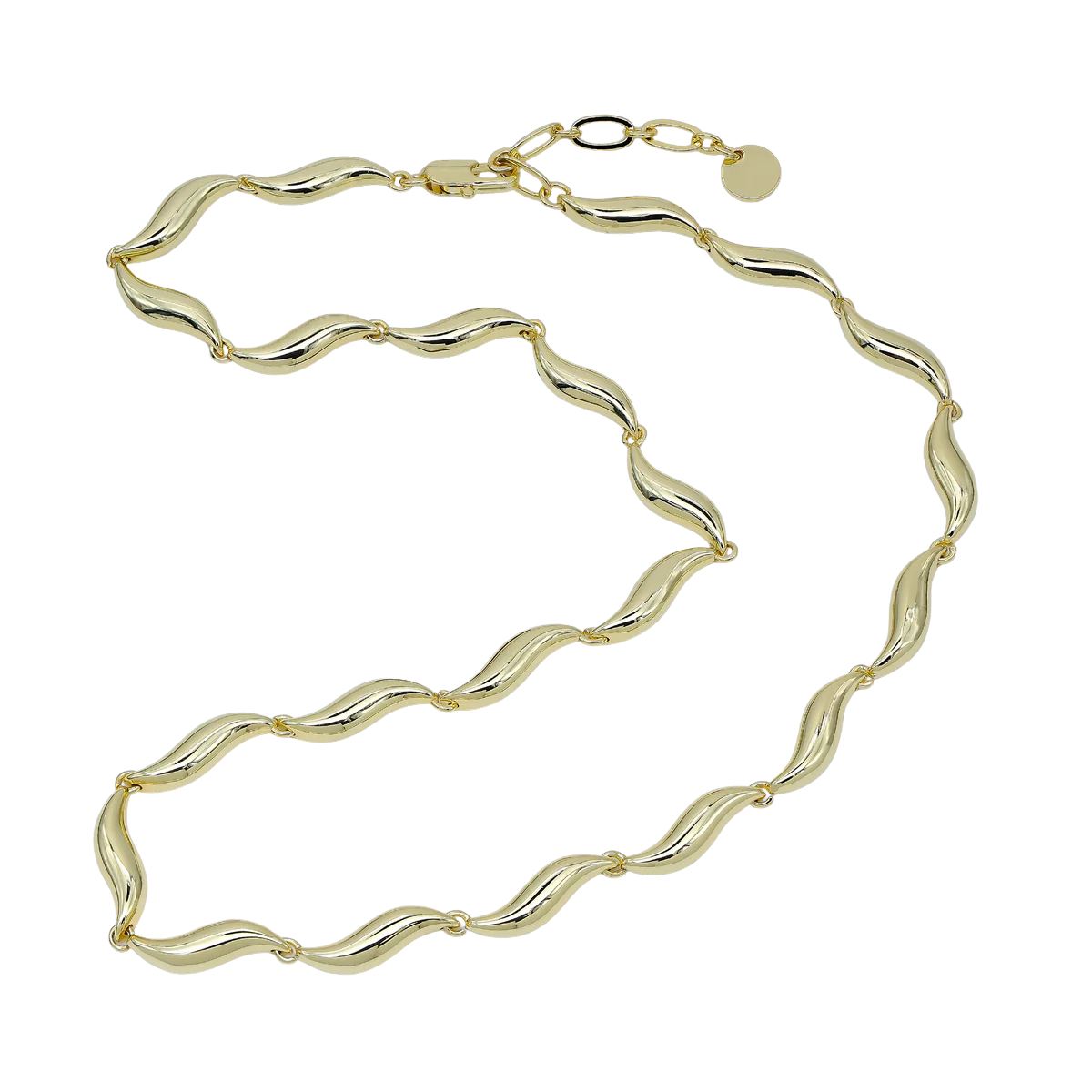 Twisted Curved Geometric 16 Inch Necklace NC-21WA4006