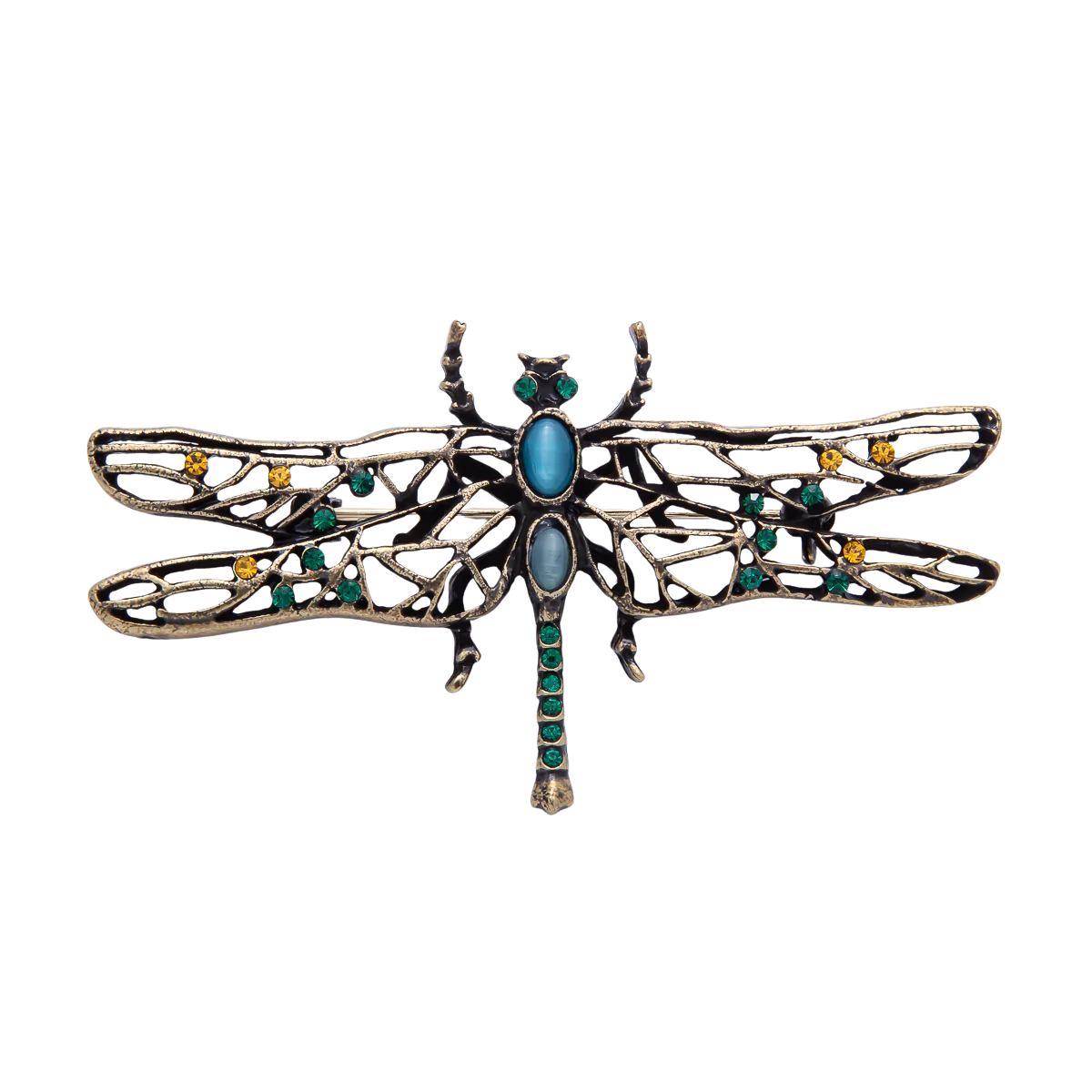 Multi-Color Dragonfly CZ Brooch Pin