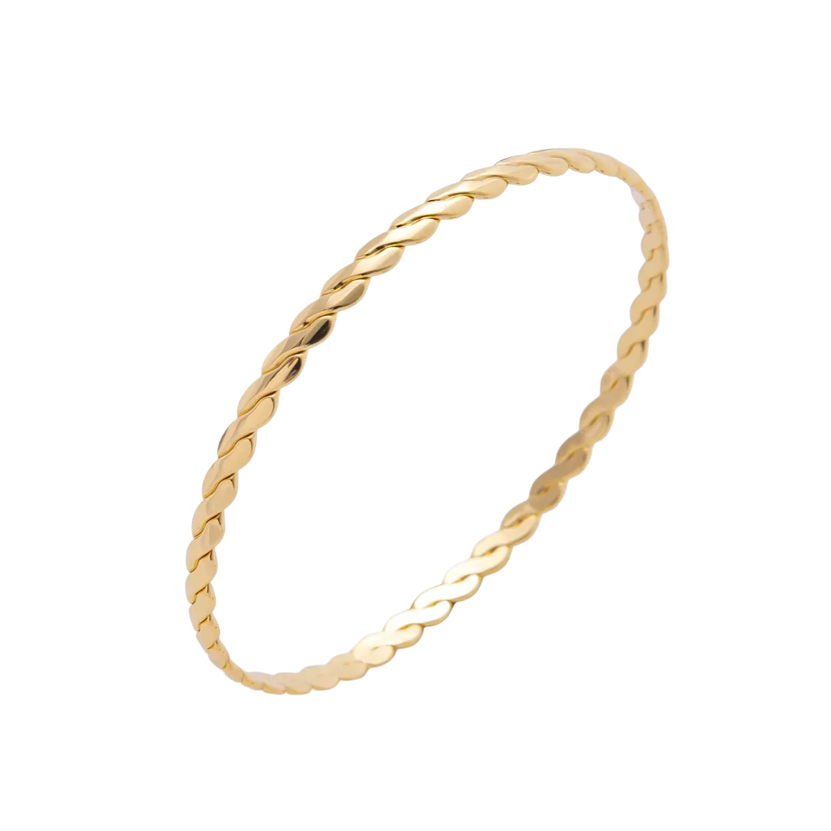 Gold Stainless Steel Braided Weave Round Bangle Layer Bracelet ✦ BA-21WA3467