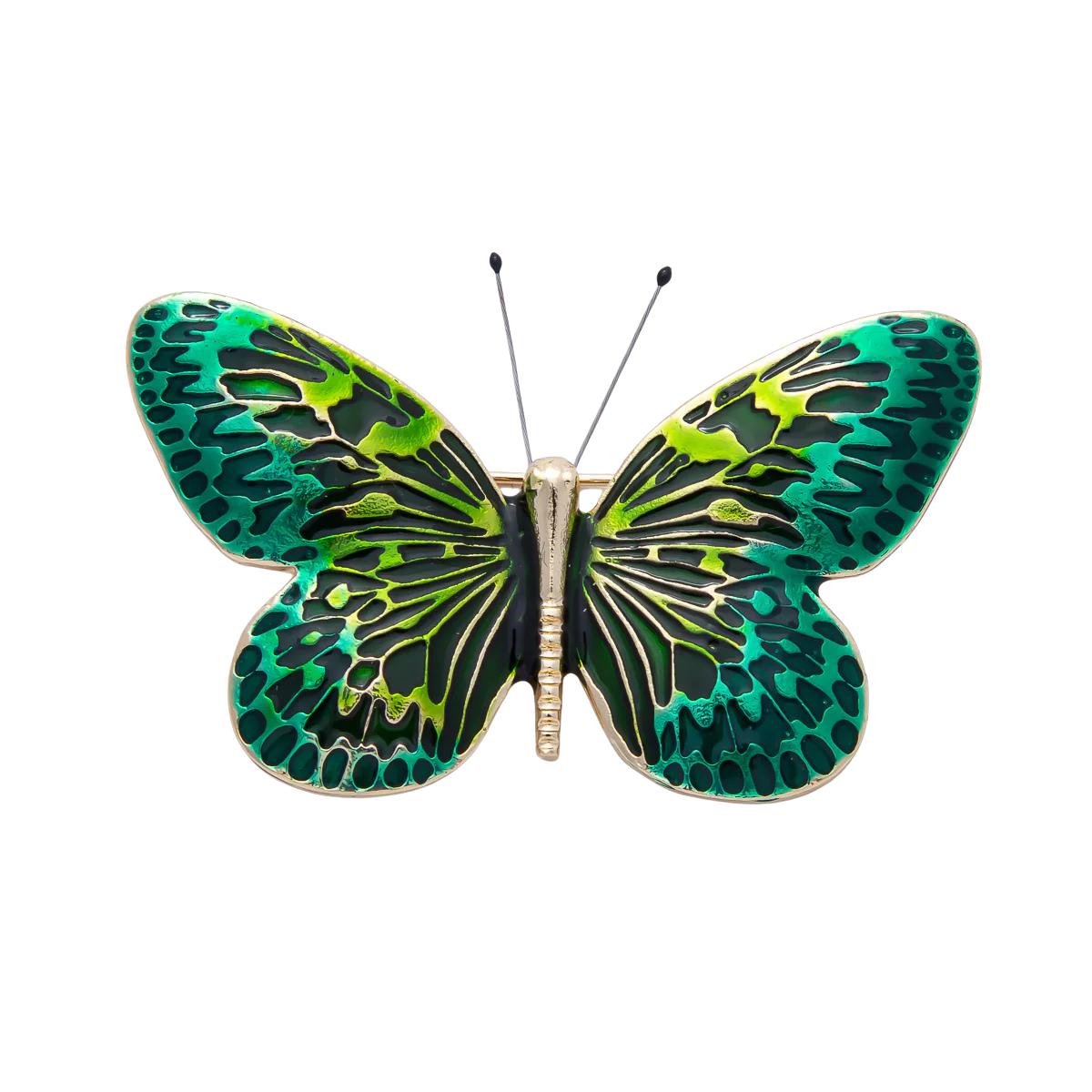 Jumbo Gold Emerald Green Pattern Butterfly Brooch Pin BH-21BH070