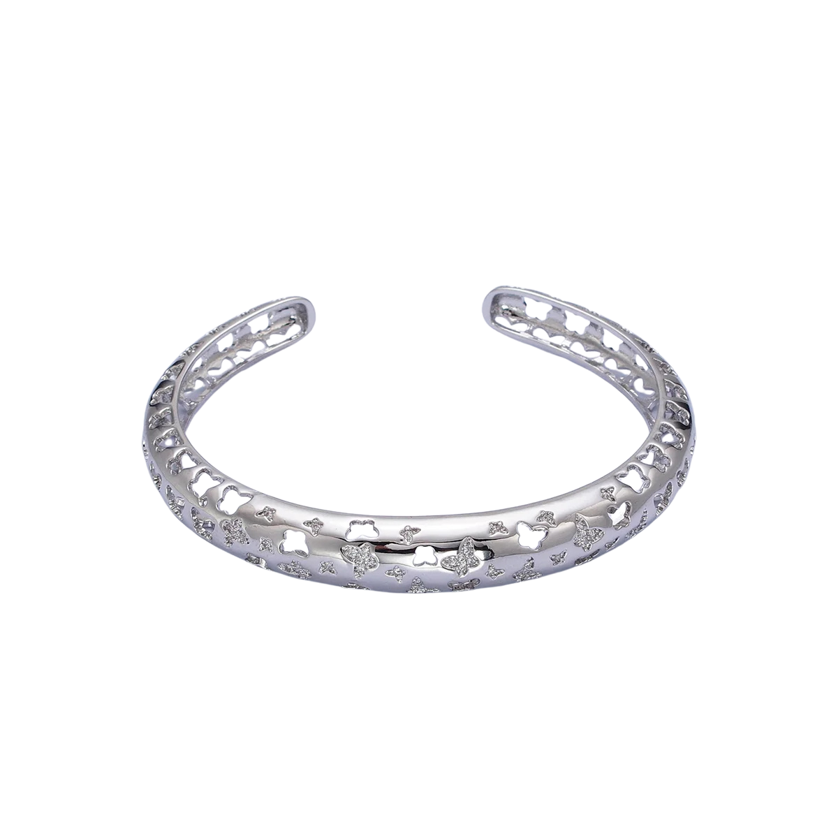 Gold Bangle with Butterfly Design CZ Stone Cuff Bracelet ✦ *disc* BR-21WA1685 BR-21WA1686