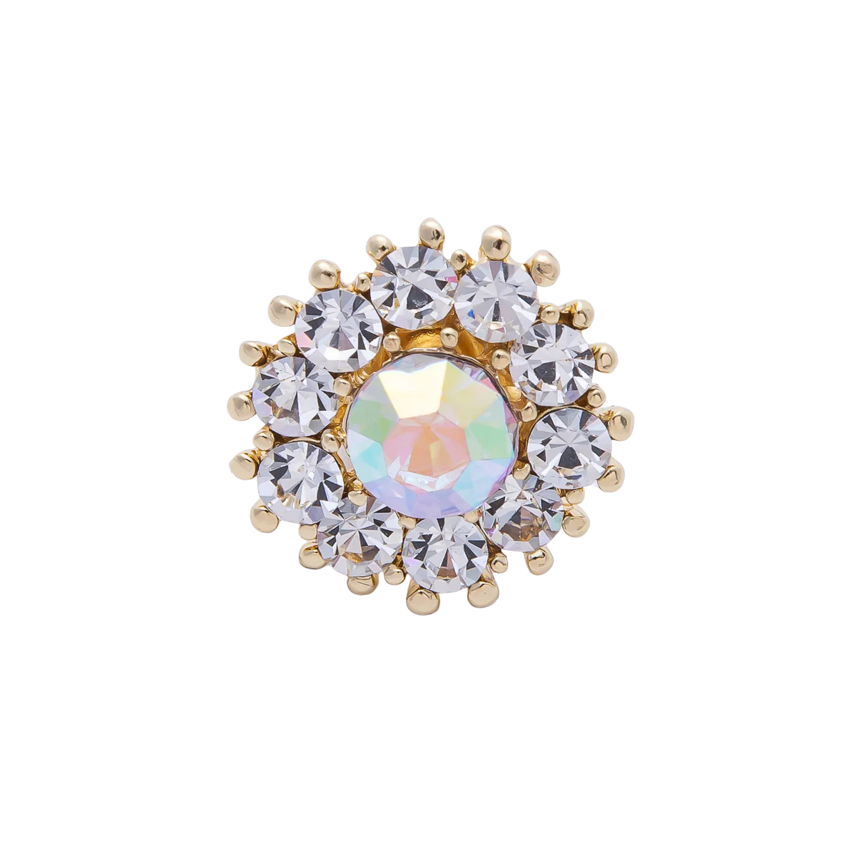 Gold 19mm Light Rhinestone Round Pin Brooch BH-21BH053