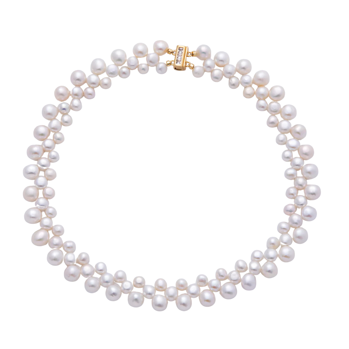Triple White Button Freshwater Pearl 16 Inch Choker Necklace W. Magnetic Slide Closure NC-21WA4057