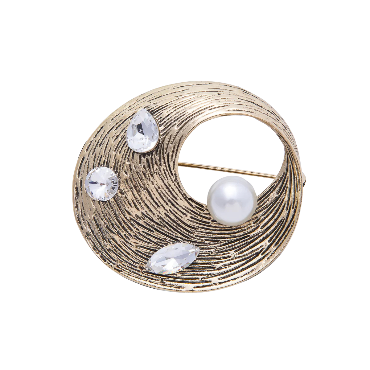 Single Shell Pearl in Twist Band Brooch Pin BH-21BH027