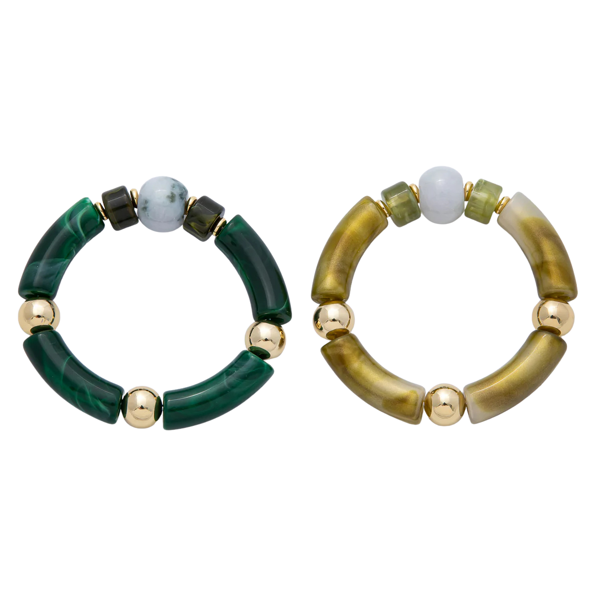 Chunky Green Chic Stretch Gemstone Bracelets BA-21WA3973