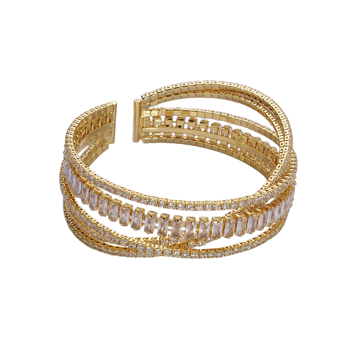 Stacked Baguette Cuff Bangle ✦ BR-21WA2533