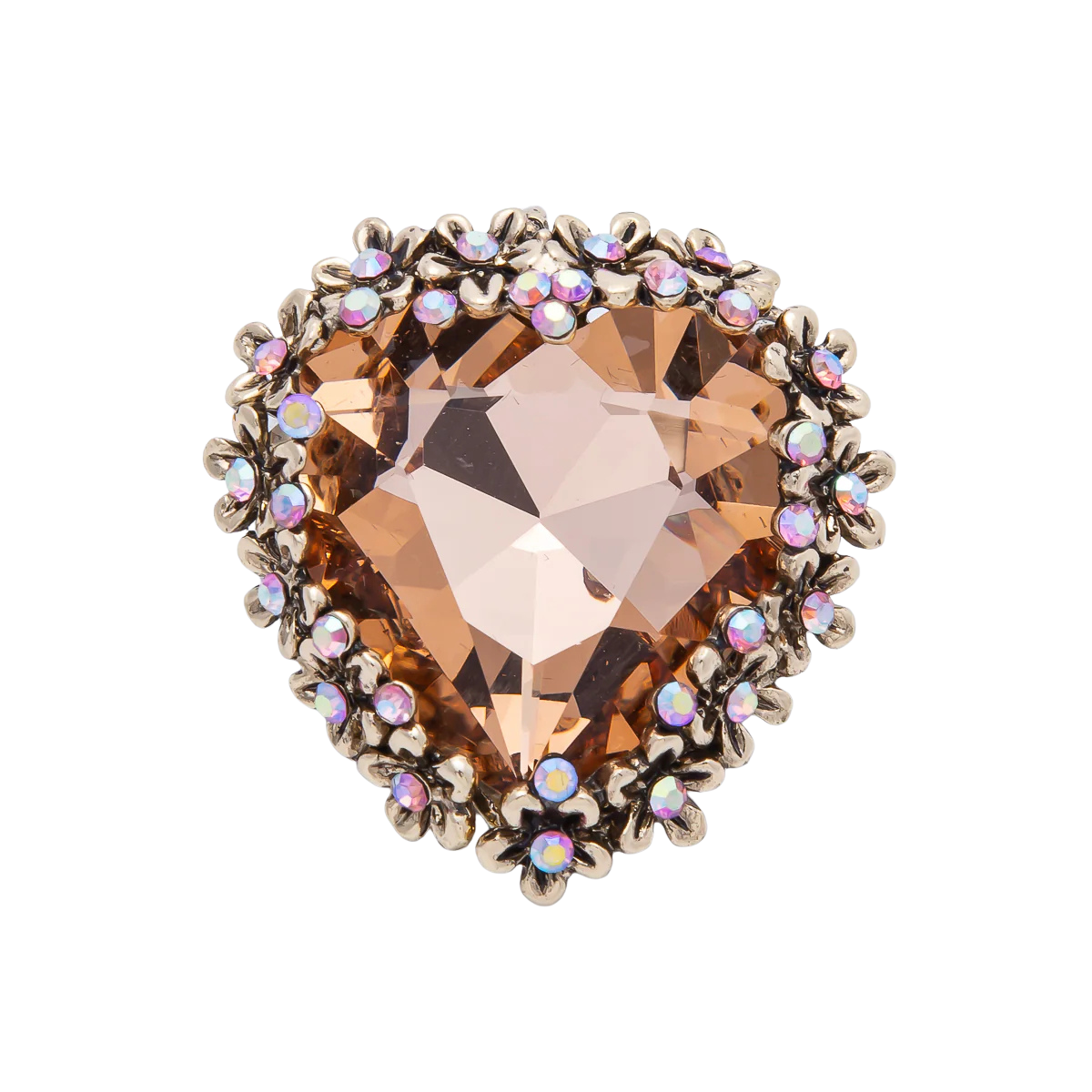 Gold Jumbo Heart Rhinestone Diamond CZ Brooch Pin