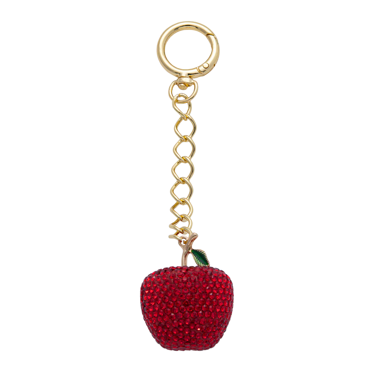 Apple Bedazzled Bag Charm Keychain Heart Key Ring ✦ WB-00268 to WB-00272
