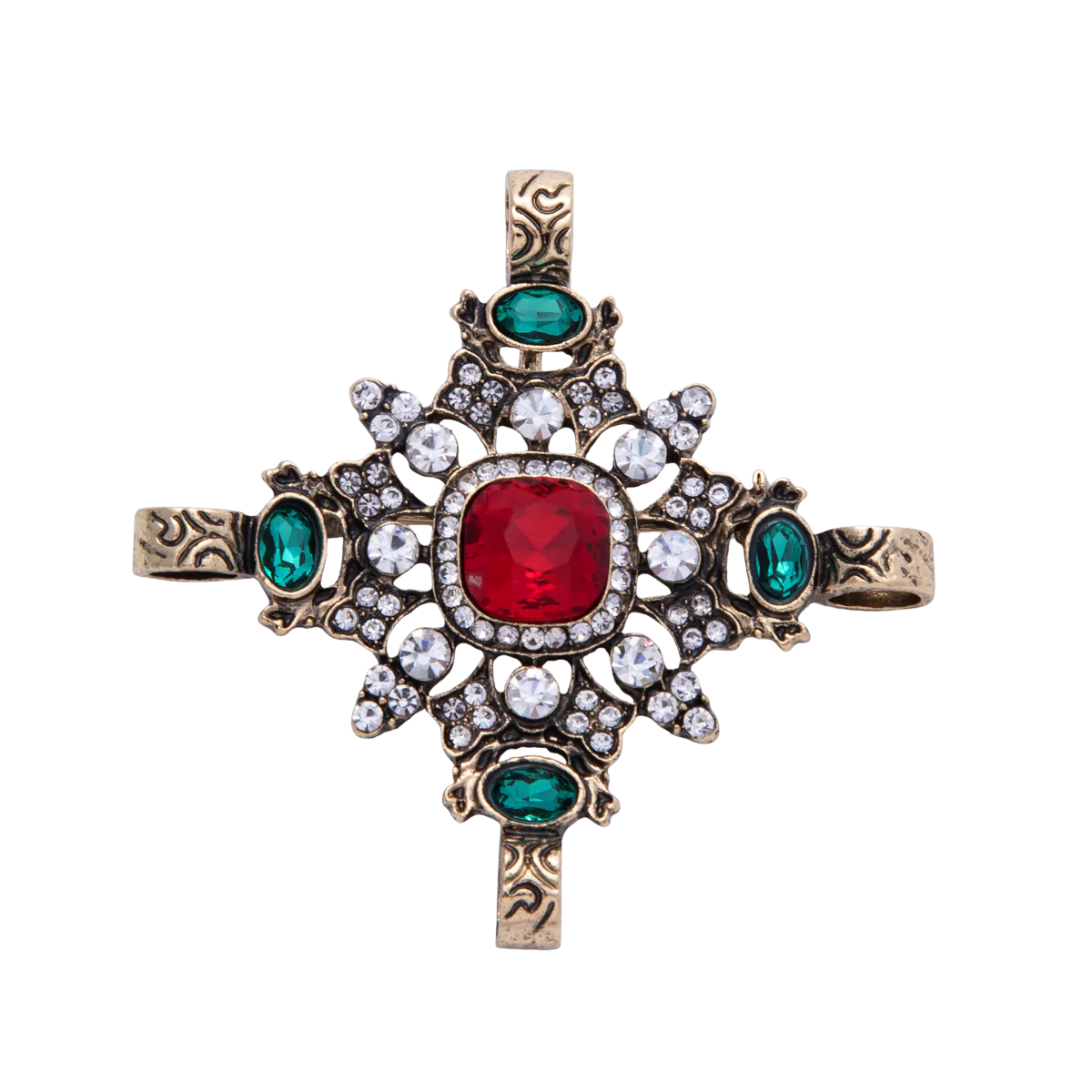 Vintage Gala Multi-Color Rhinestone Cross Brooch Pin BH-21BH085
