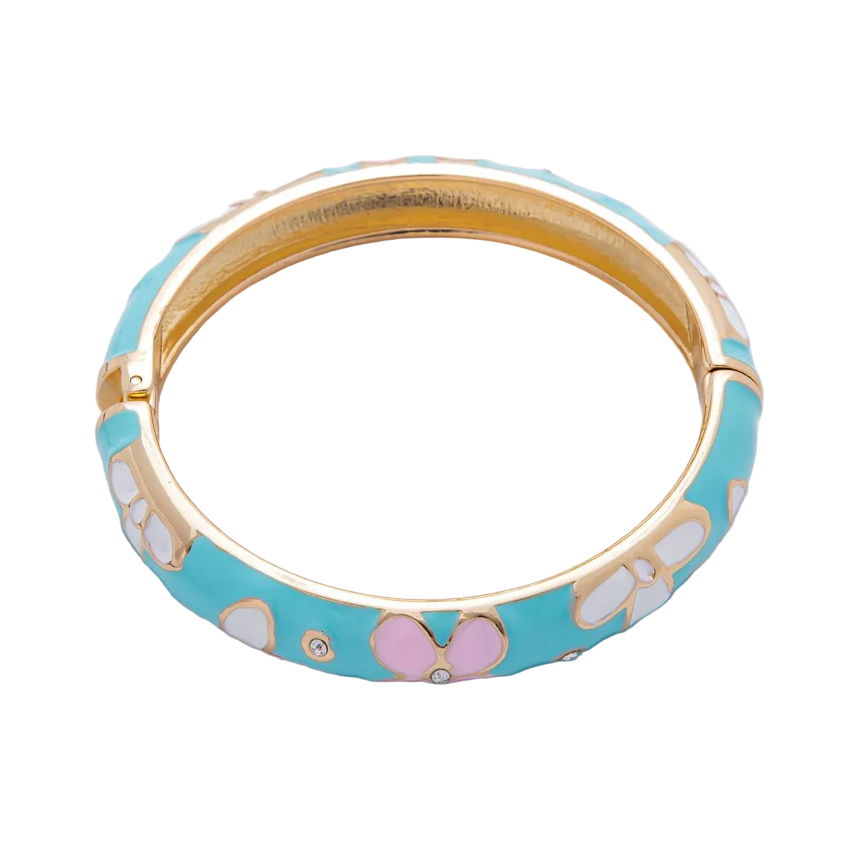 Enamel Turquoise White Flower Bangel BA-21WA3378