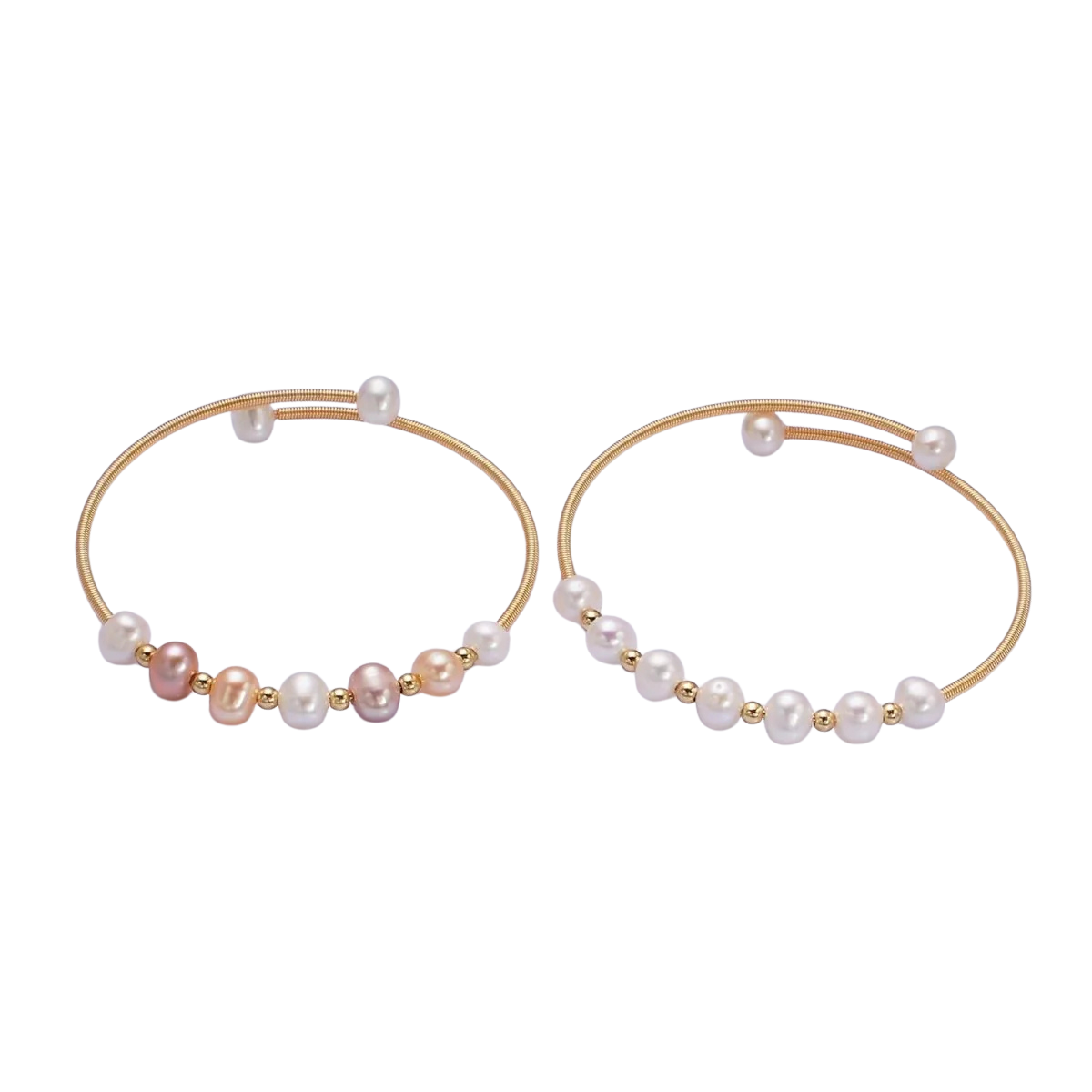 Minimalist Pearl Cuff Coil Bracelet