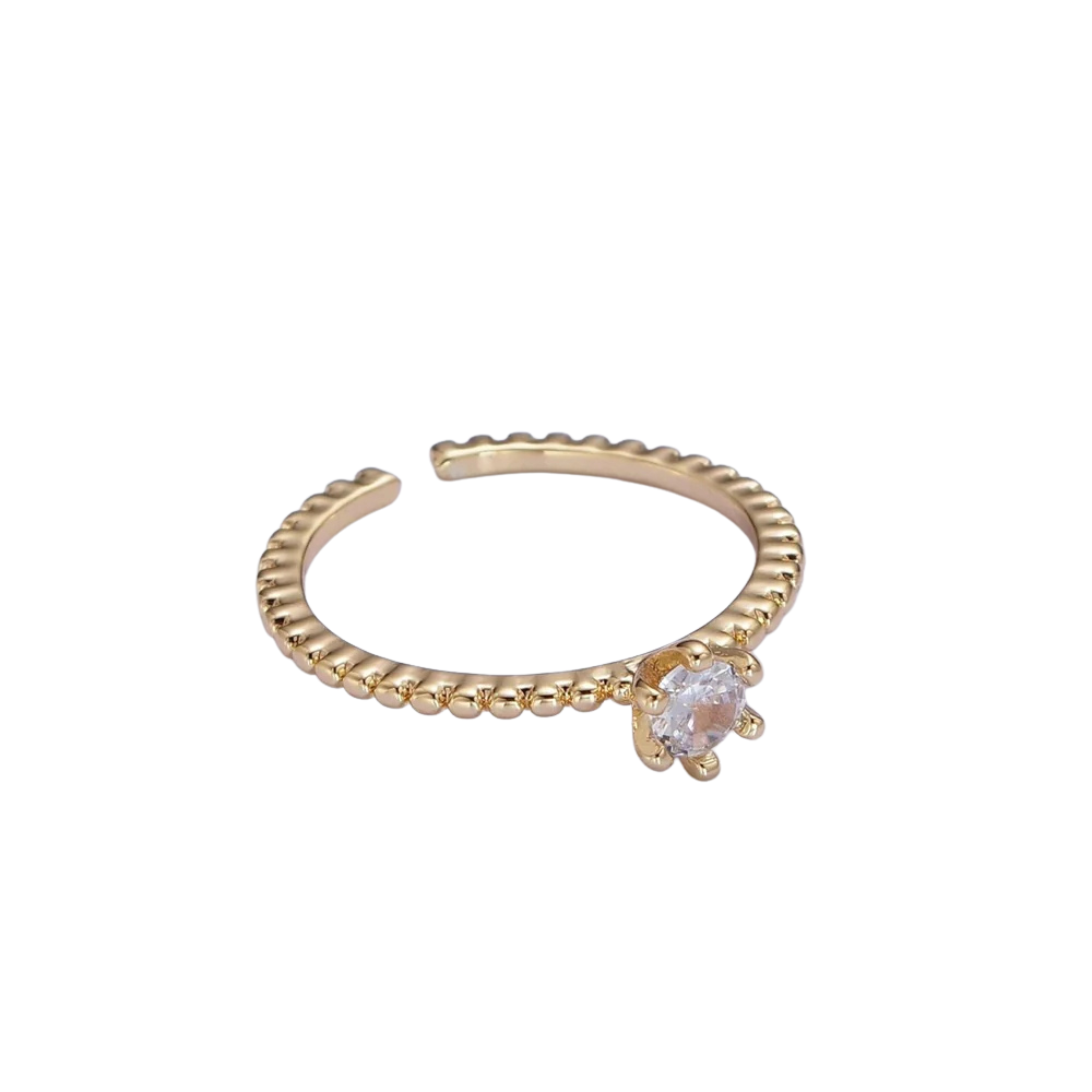 Dainty Ribbed Diamond Ring