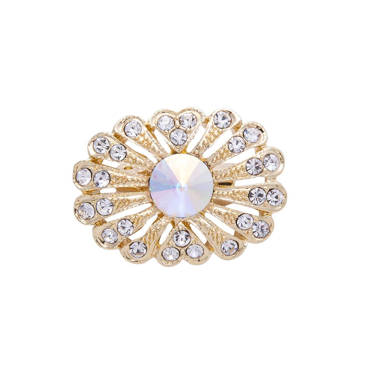 Gold Rhinestone Geometric Flower Brooch Pin BH-21BH040