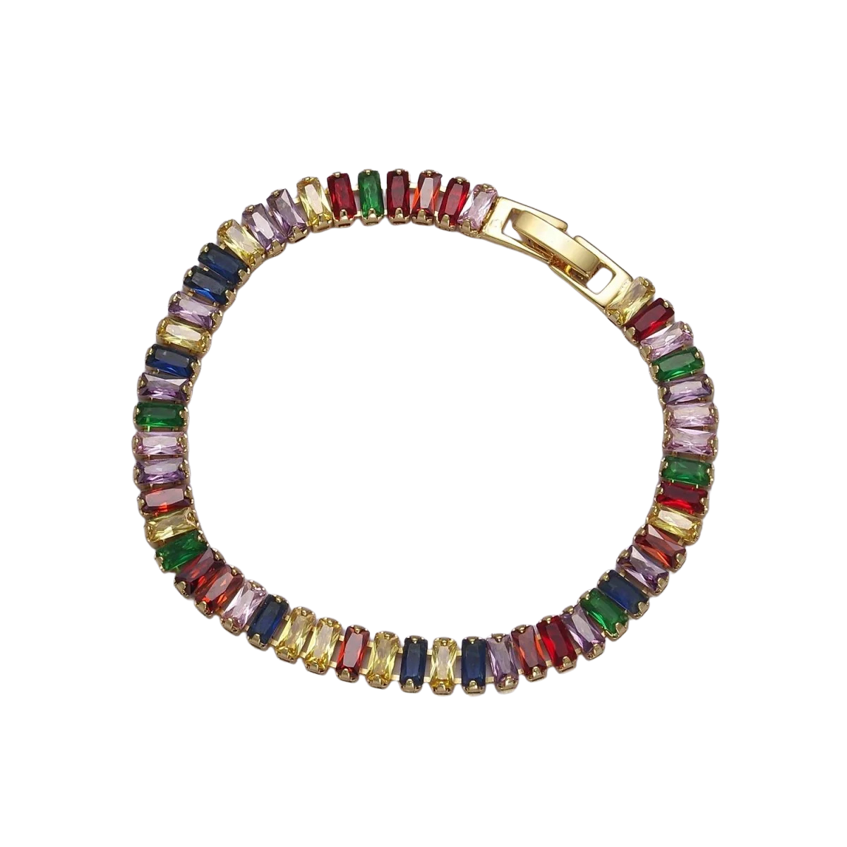 Multi-Color Dainty Baguette Tennis Bracelet