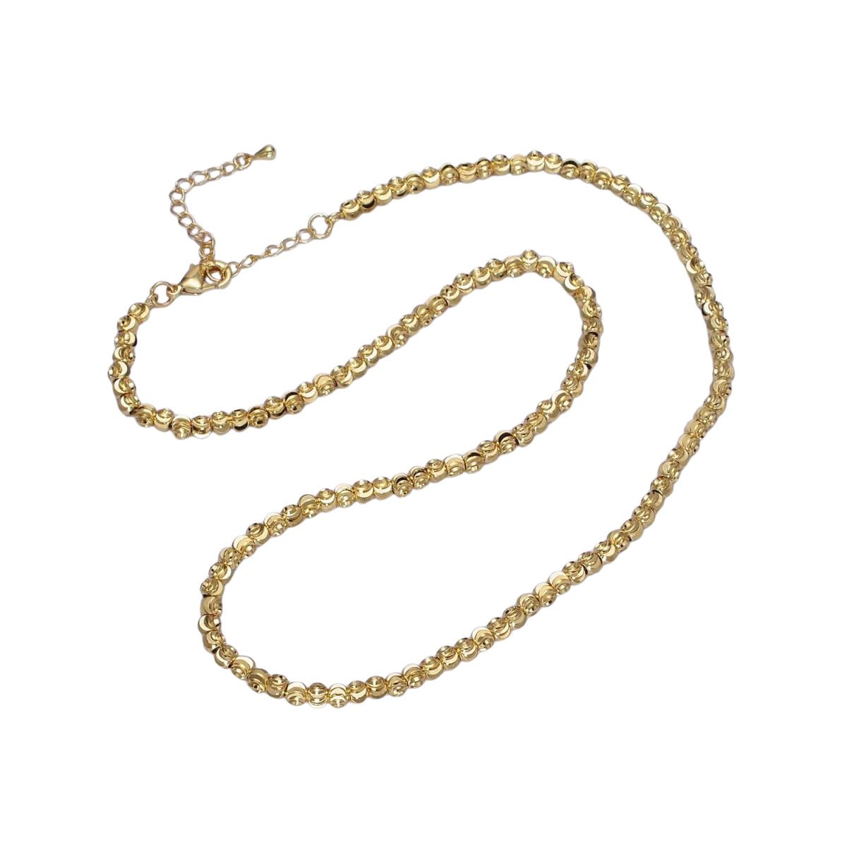 Sparkling Moon Cut Ball Bead Chain Necklace NC-21WA1570