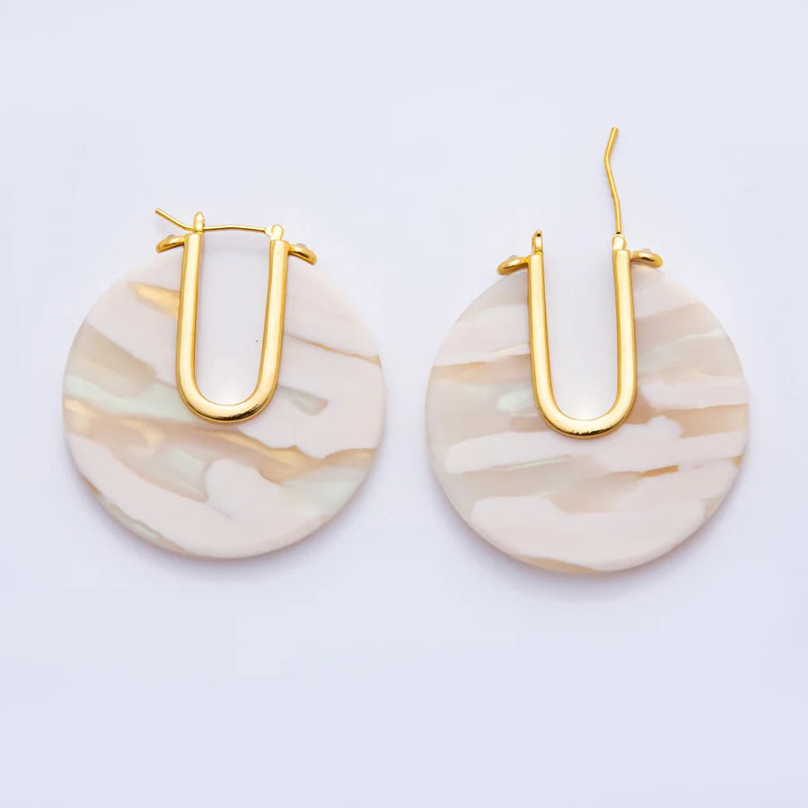 Colorful Gold Hoop Resin Earring EA-21AJ153 - EA-21AJ156