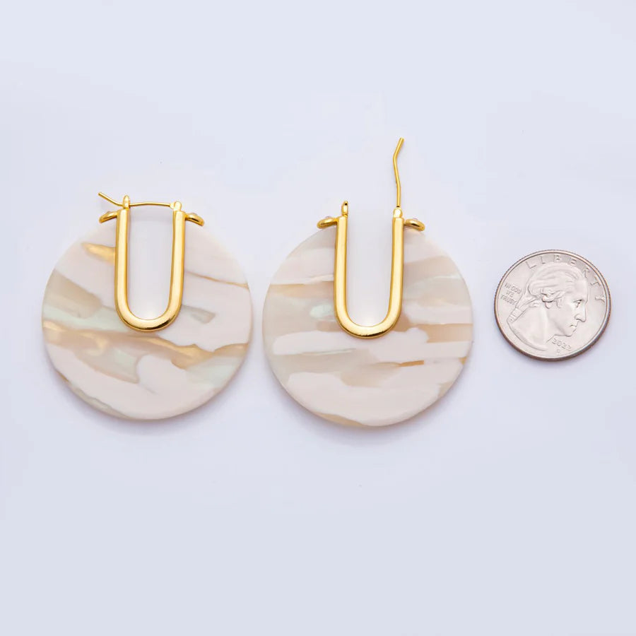 Colorful Gold Hoop Resin Earring EA-21AJ153 - EA-21AJ156