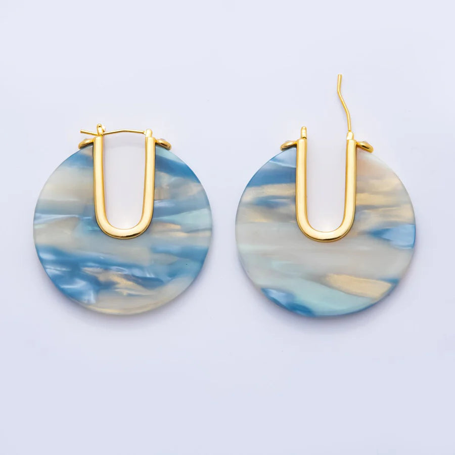Colorful Gold Hoop Resin Earring EA-21AJ153 - EA-21AJ156