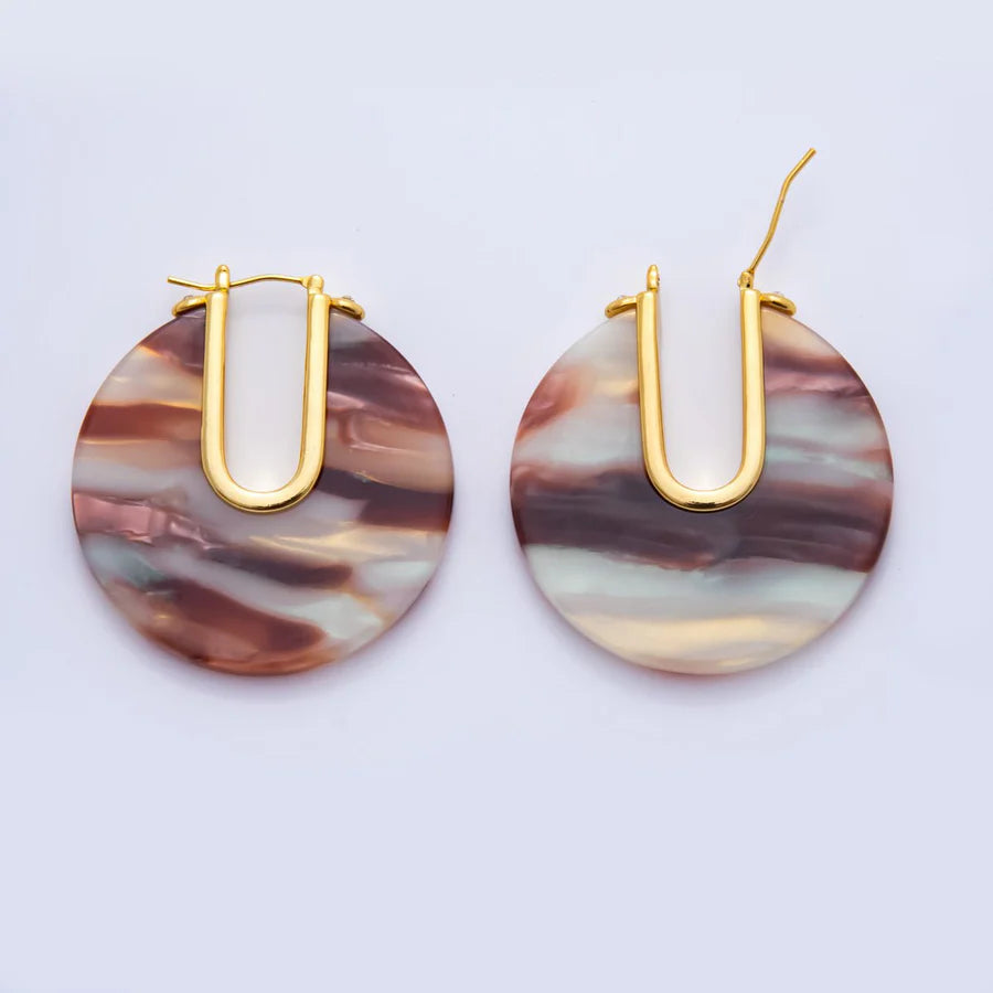 Colorful Gold Hoop Resin Earring EA-21AJ153 - EA-21AJ156