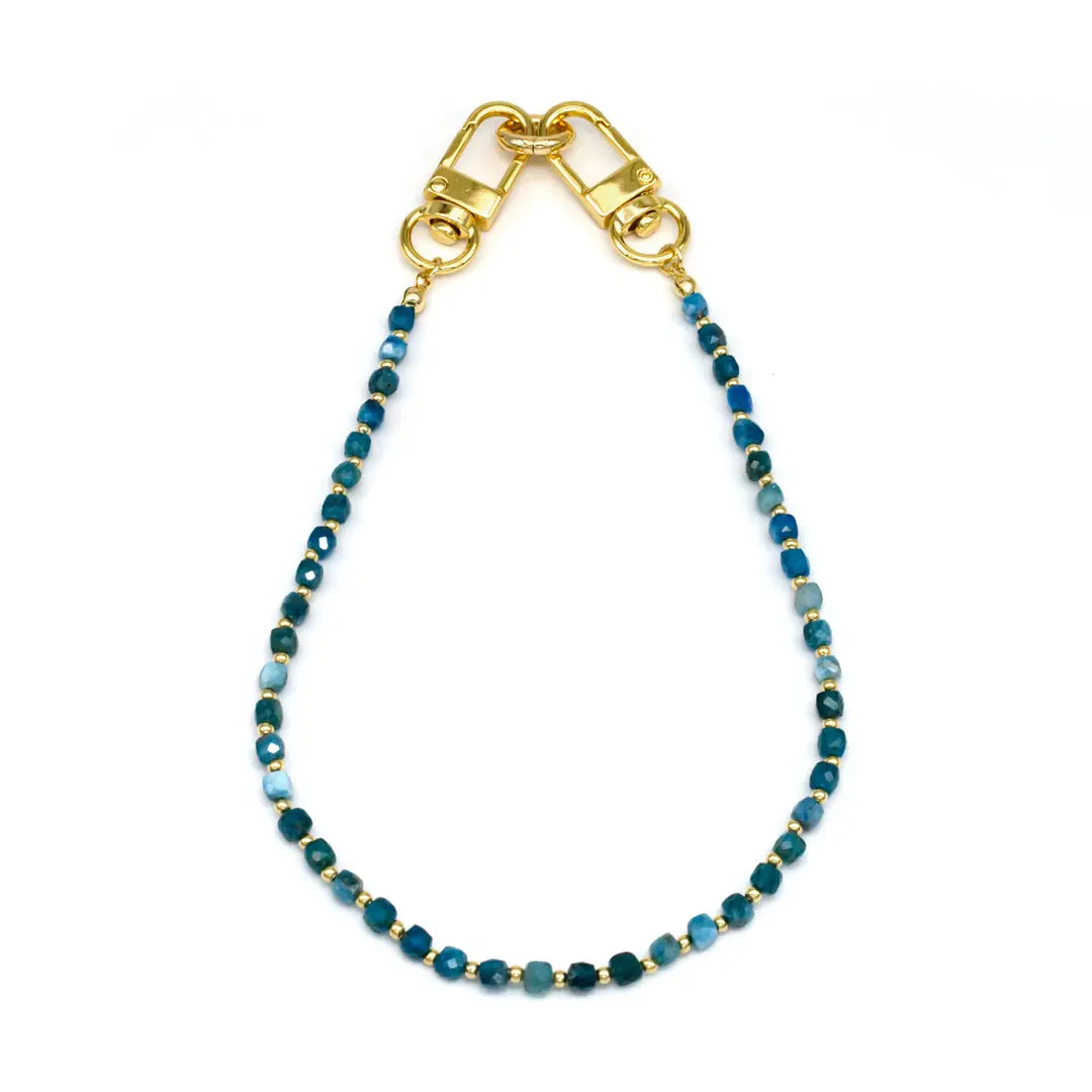 Gold Blue Beaded Bag Chain/Phone Strap PH-SJ0052