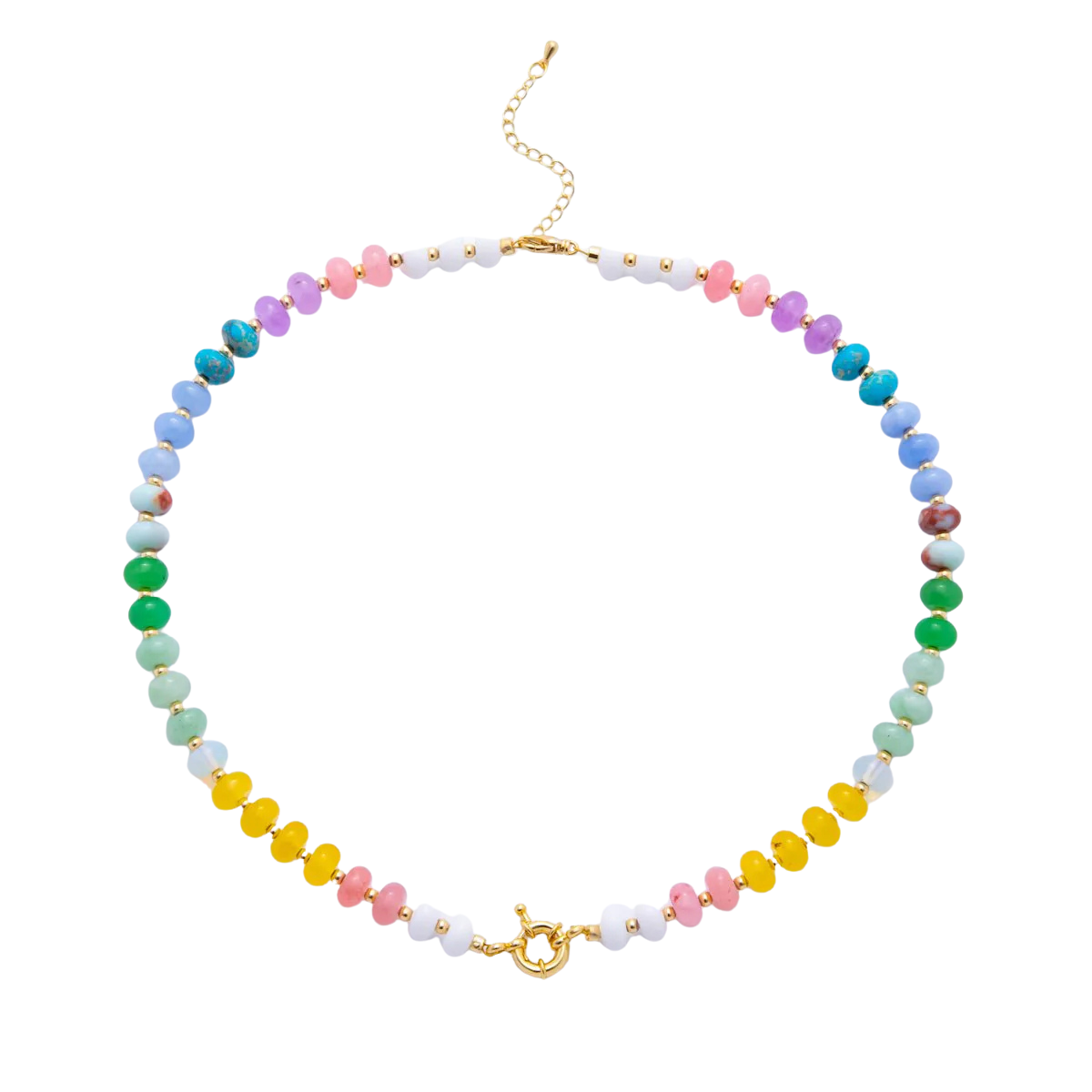 Colorful Candy Gemstone Beaded Chain Necklace NC-21WA3318 -NC-21WA3332