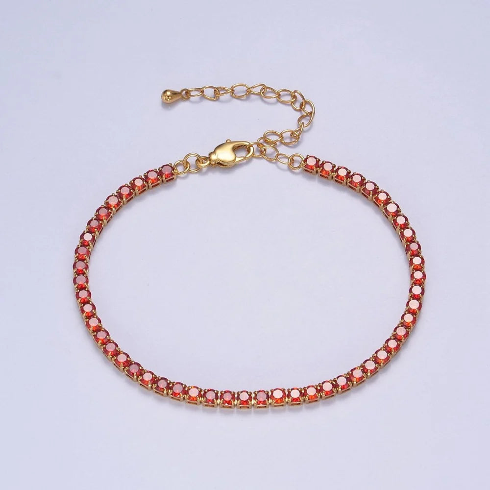 Dainty RED CZ Tennis Bracelet ✦ BR-21WA891