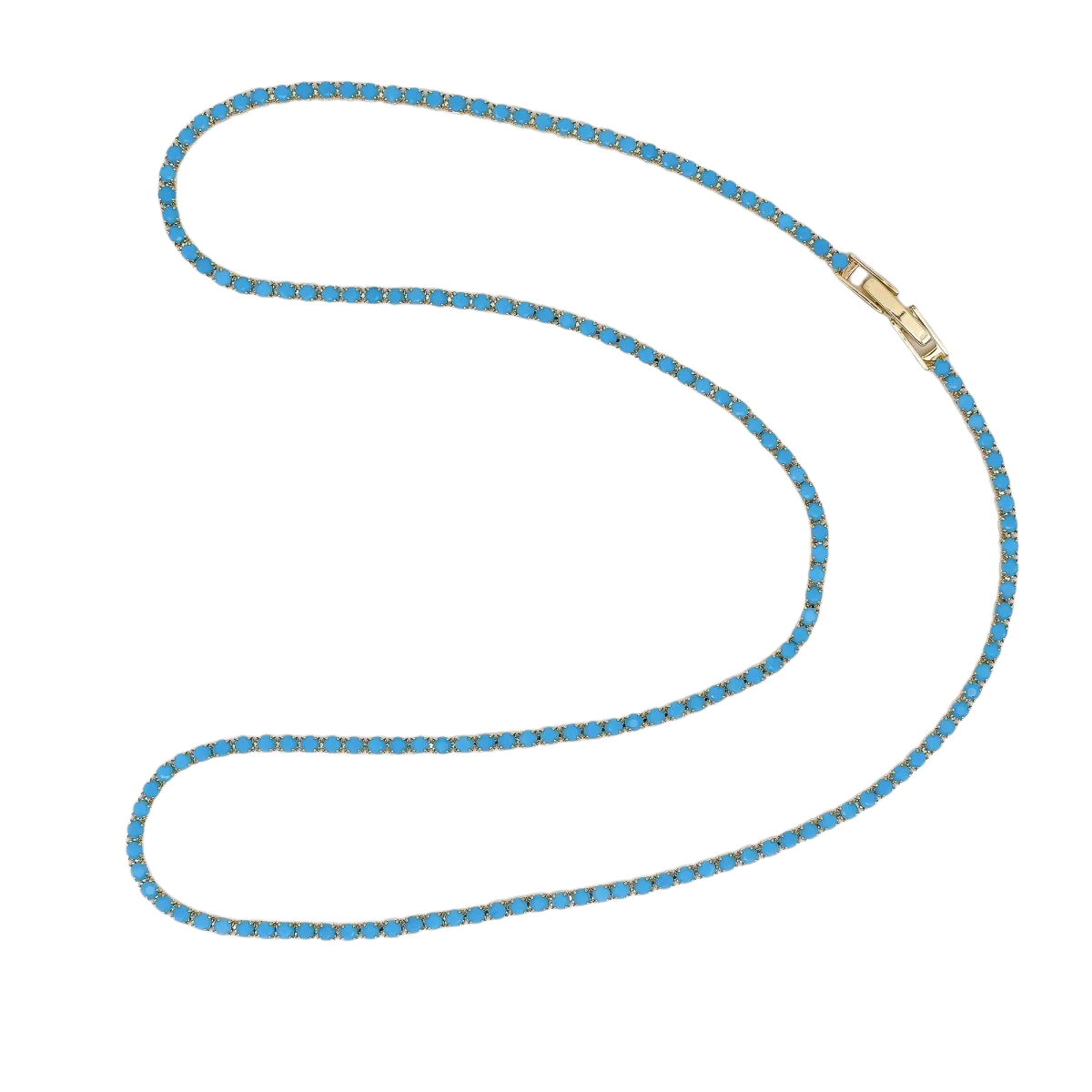 Turquoise CZ Tennis Chain 17.91 Inch Necklace NC-21WA3806