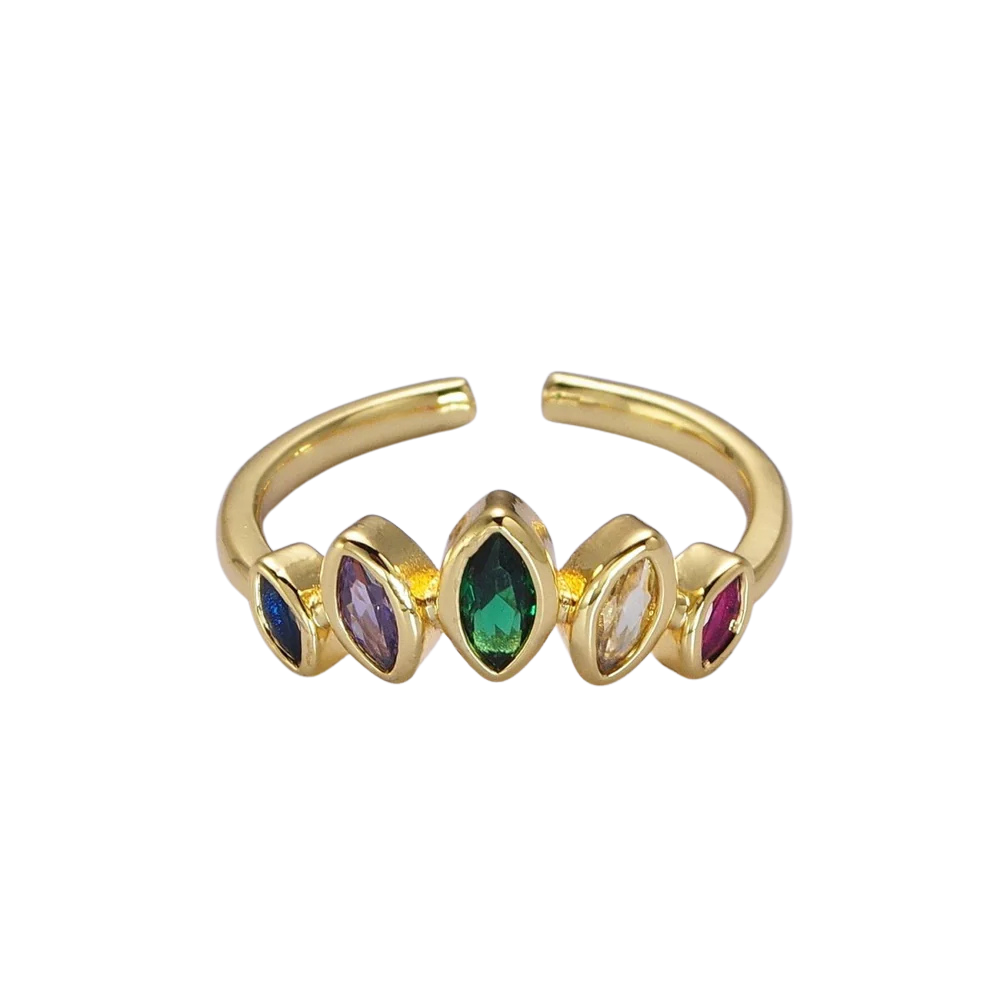 Multi-Colored Marquise CZ Ring
