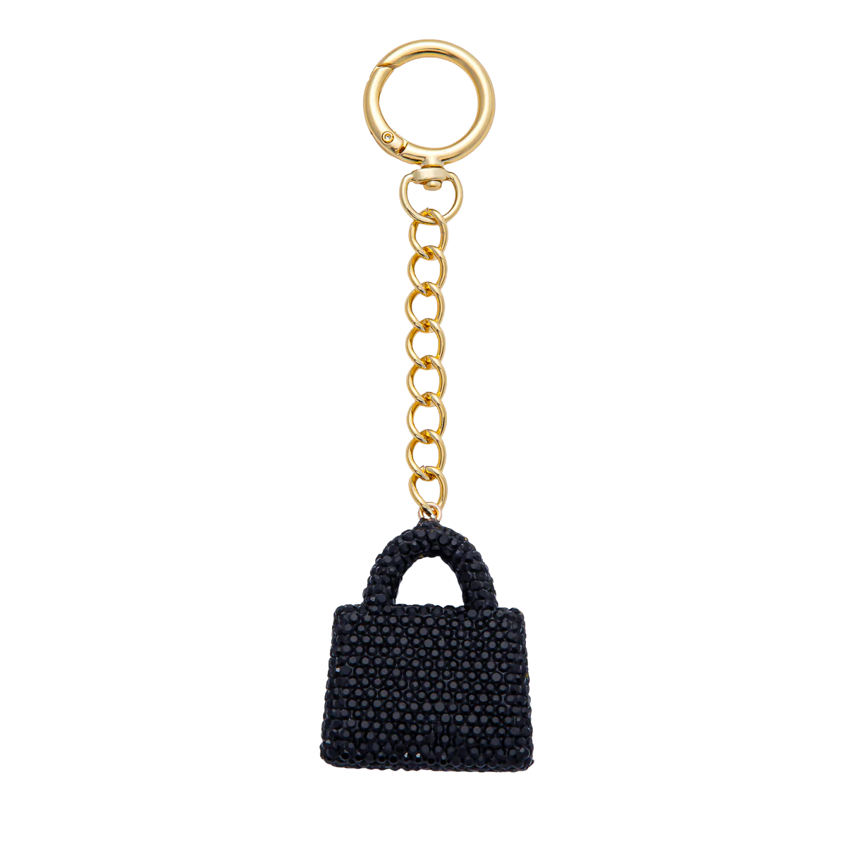 Bedazzled Purse Bag Charm Keychain round gold clip
