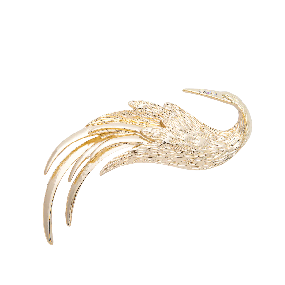 Gold Feather Swan Brooch Pin