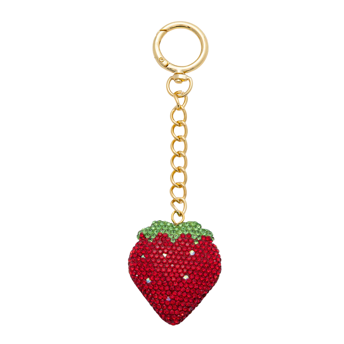Strawberry Bedazzled Bag Charm Keychain Heart Key Ring ✦BC-21WB0252