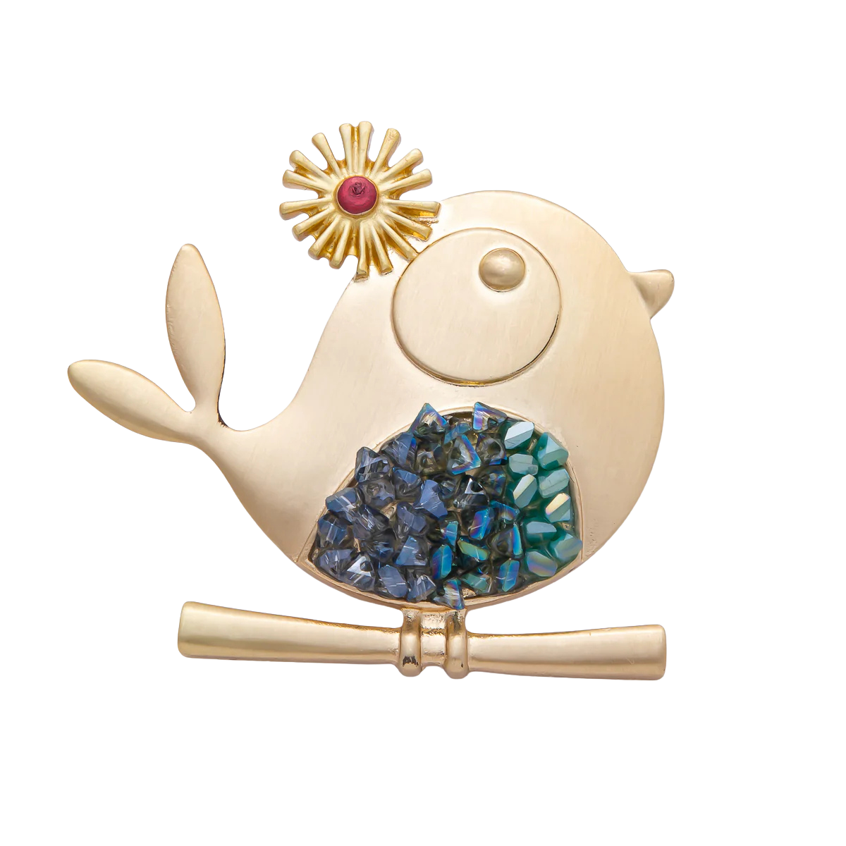 Gold Cute Rhinestone Birdie Brooch Pin BH-21BH088